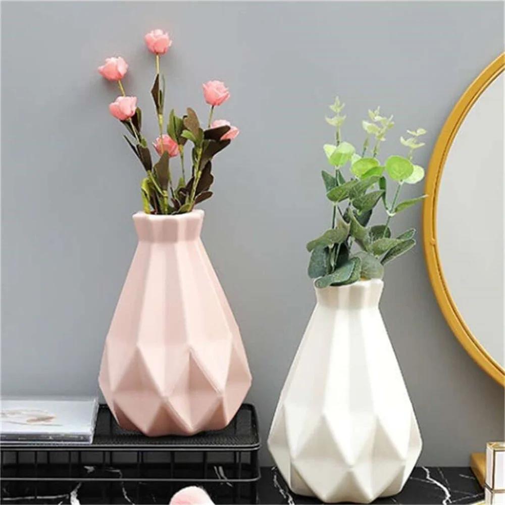1pc Nordic Plastic Vase Simple Small Fresh Flower Pot Storage Bottle for Flowers Living Room Modern Home Decorations Ornaments