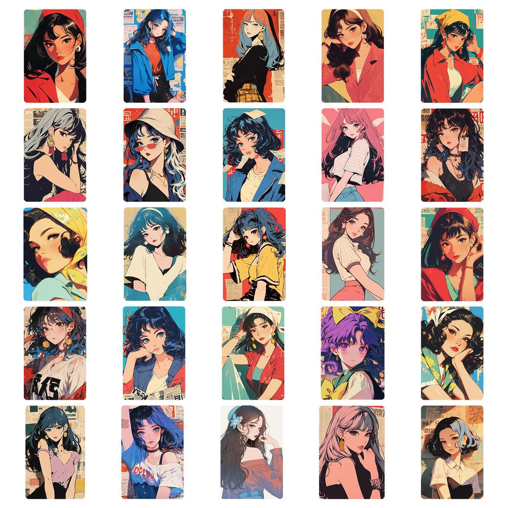 50 Cute Girls Stickers DIY Water Cup Refrigerator Skateboard Decoration Stickers