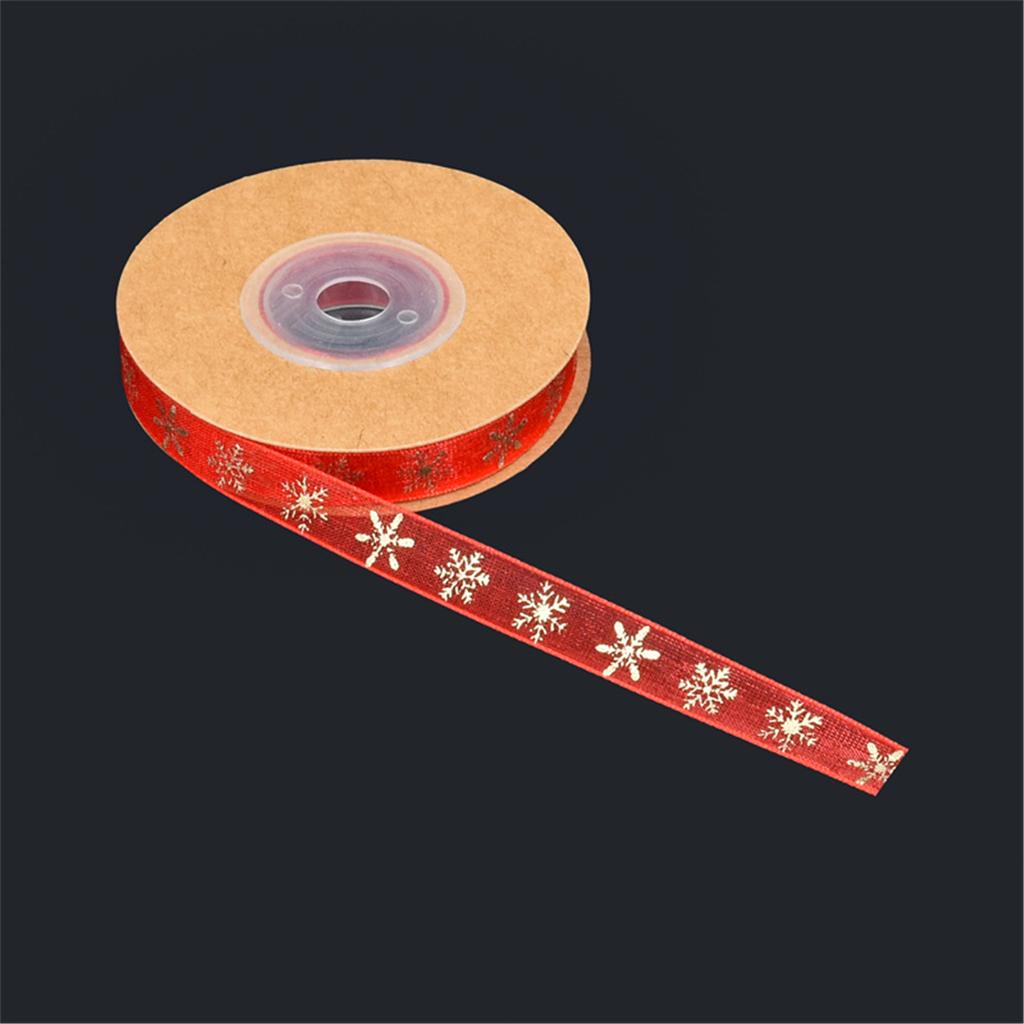 Christmas Polyester Ribbon Festive Decoration Snowflake Ribbon Seasonal Ribbon for Gift Wrapping and Tree Decoration
