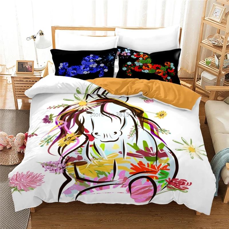 New Animal Horse 3d Bedding Set Printed Duvet Cover Set with Pillowcase Twin Full Queen King Size Bedclothes Drop Shipping