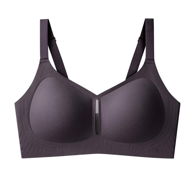 Glue bra gathered fixed cup jelly soft support big chest thin full cup large size bra one piece