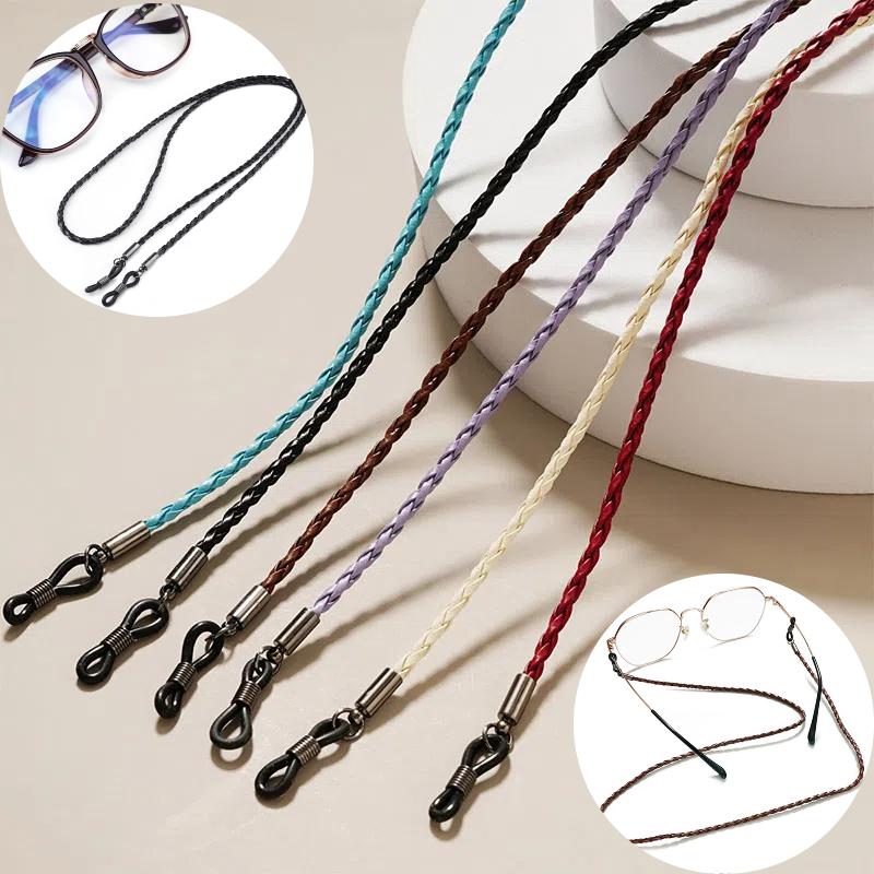Thicken Twist Sunglasses Leather Rope Chain Eyewear Braided Glasses Lanyard Strap Outdoor Sports Non-slip Eyeglass Accessories