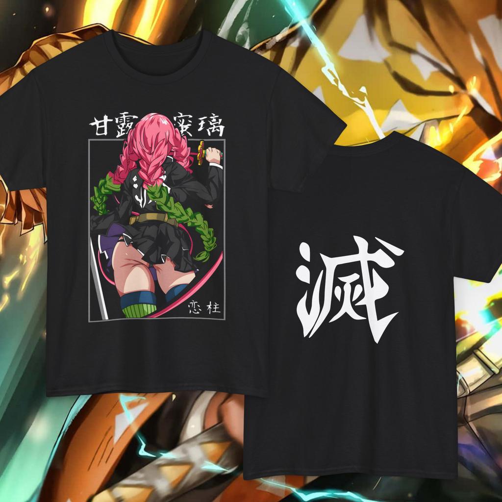 Mitsuri Kanroji Tshirt Demon Slayer Anime Tee Kanji Destroy Print Summer Unisexs And Unisexs Loose Tshirt Top