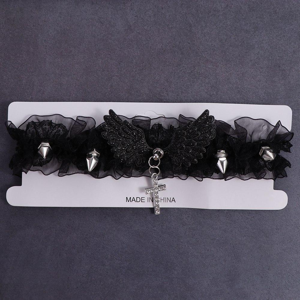 Wide Lace Women's Necklace Solid Color Leather Necklace Lolita Lace Choker Lady