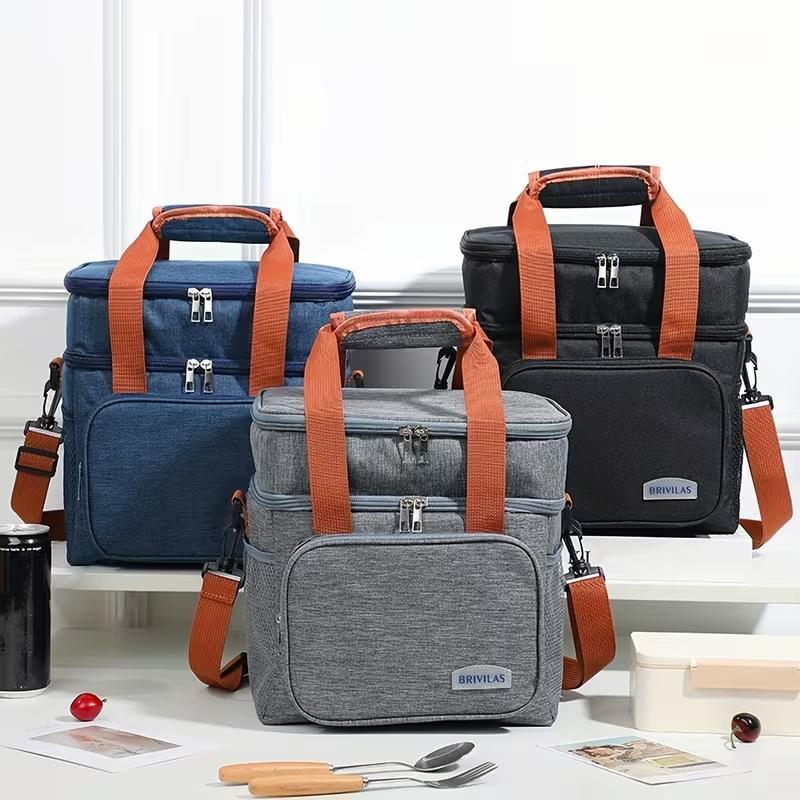1 Stuks Geïsoleerde Lunchtas, Grote Capaciteit Dubbellaagse Geïsoleerde Tote Bag, Geschikt Voor Picknicks, School En Werk.