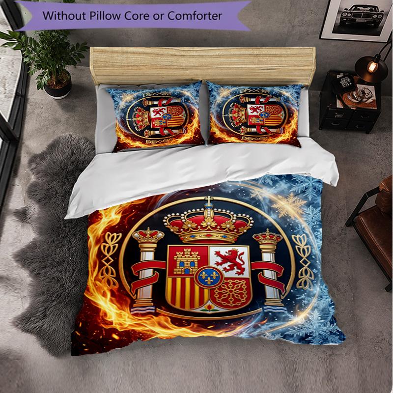 Set Lenzuola Calcio Spagna 3 Pezzi Morbida Copripiumino in Microfibra con Federe per Camera da Letto