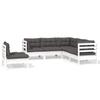 Vidaxl 5-Cz. Garden Lounge Set, Cushions, White Pine