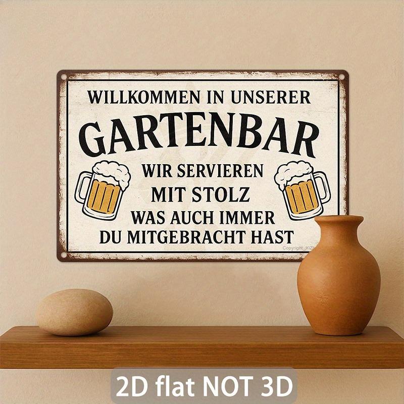 Garden Bar Aluminum Metal Sign Vintage Beer Garden Wall Decor Plaque for Patio