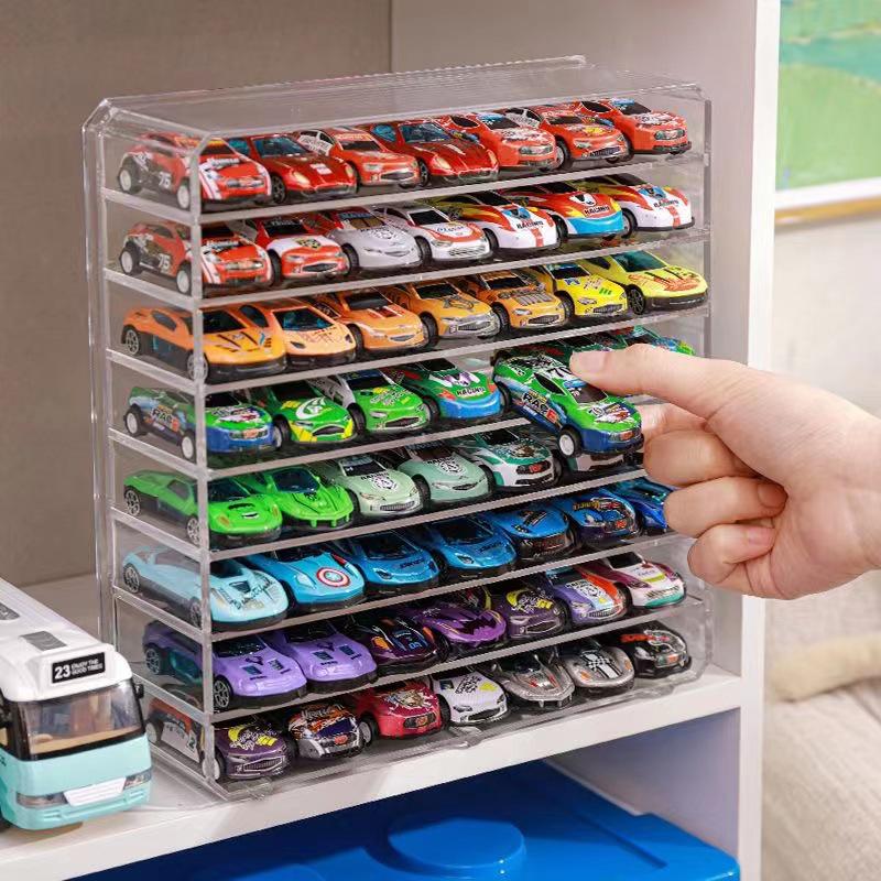 Tomica 1:64 Diecast Car Display & Storage Box – Multi-Layer, Semi-Transparent Organizer for Sports Cars