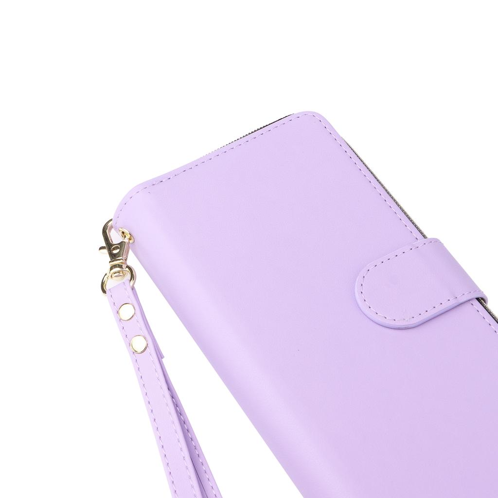 R20 Für Samsung Galaxy S22 5G Hülle PU Leder Reißverschluss Handyhülle mit Tragebändern