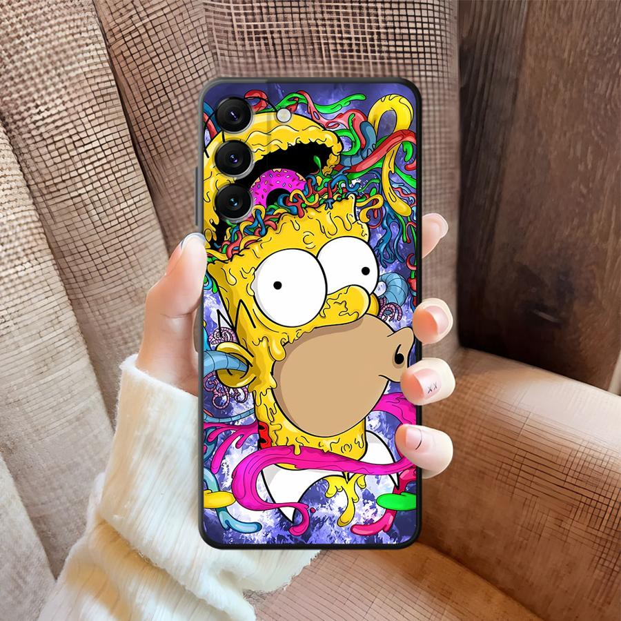 Black Soft Phone Cover Case for Samsung Galaxy A32 A25 A71 A41 A35 A26 A72 A24 A55 A36 A23 A53 A51 A73 A22 A52 Funny Homer