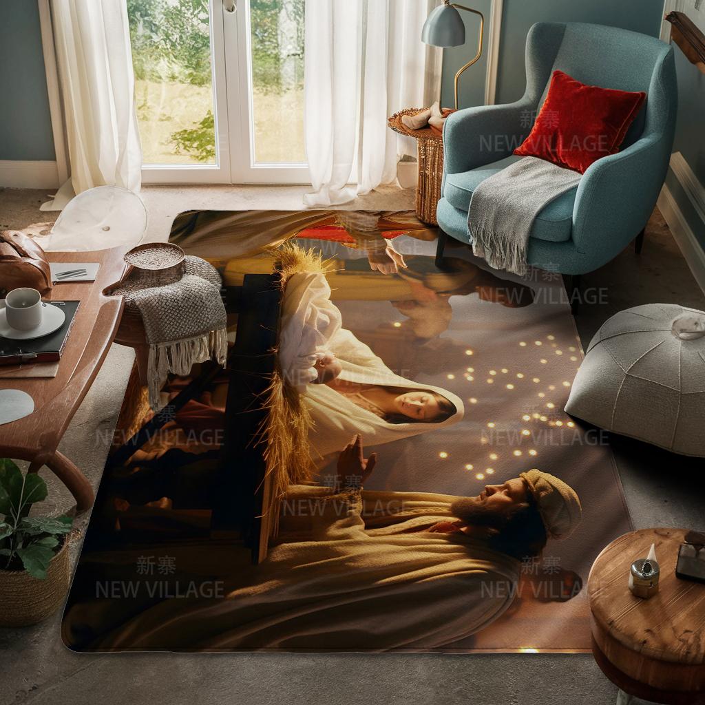 House Entrance Carpet Home Door Mat Living Room Bath Foot Bathroom Non-slip Water Absorption Rugs Bath Merry Christmas Winter