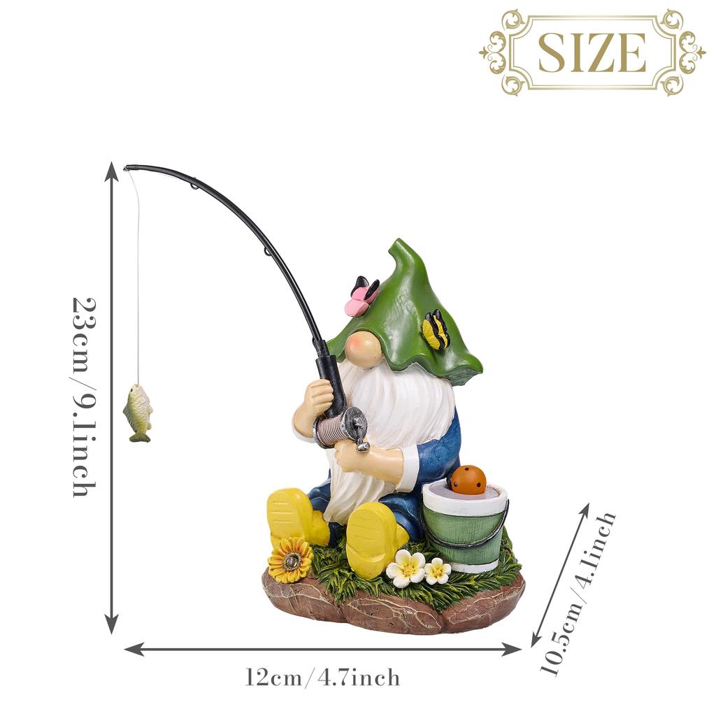 Valery Madelyn Gardening Goods Gardening Ornament Earth Fairy Gnome Fishing Day Garden Light Solar Light Outdoor Garden Decoration Garden Ornament Out