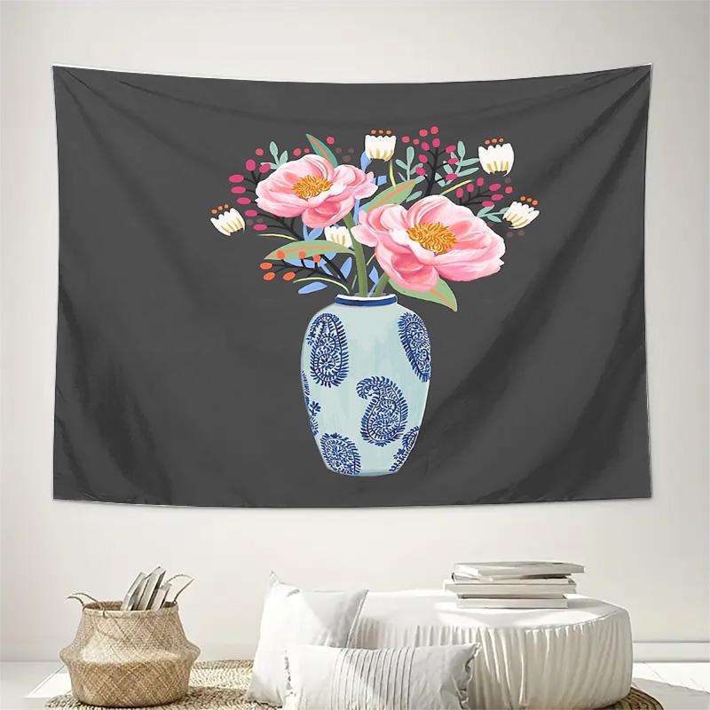 Floral Tapestry Wall Hanging Botanical Wall Art Flower Wall Decor Aesthetic Room Decor Nature Tapestry Vintage Floral Bohemian W