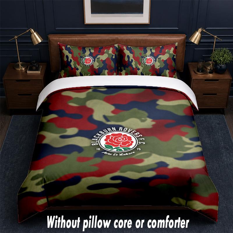 Blackburn Rovers Football Design Bed Bedding Set 1 Duvet Cover + 2 Pillowcases Soft Breathable Household Bed Linens