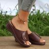 Women's Plus Size Wedge Sandals Women's Wide Strap Strap Breathable Casual Shoes Solid Color Wedge Shoes