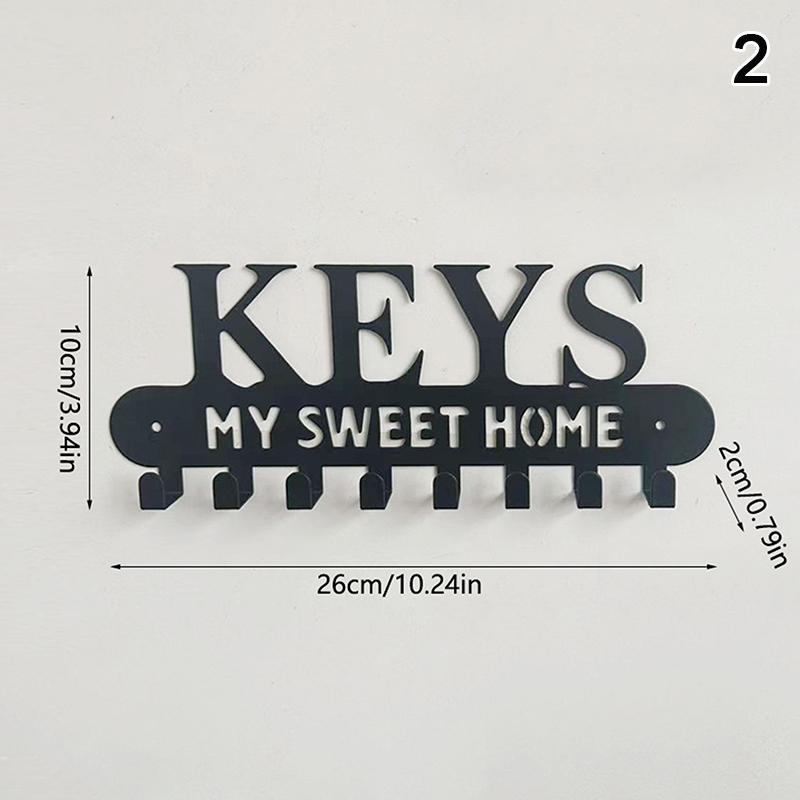 1Pcs Wall Mounted Decor Black Metal Key Holder Hook With Sweet Home Decorative Hook For Wall Coat Rack Storage Rack Wall Hanging