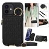 For iPhone 7/8 Plus/XR/Xsmax/11 Pro/12 Mini Fashion Zipper Style Phone Case Wallet Cover with Strap