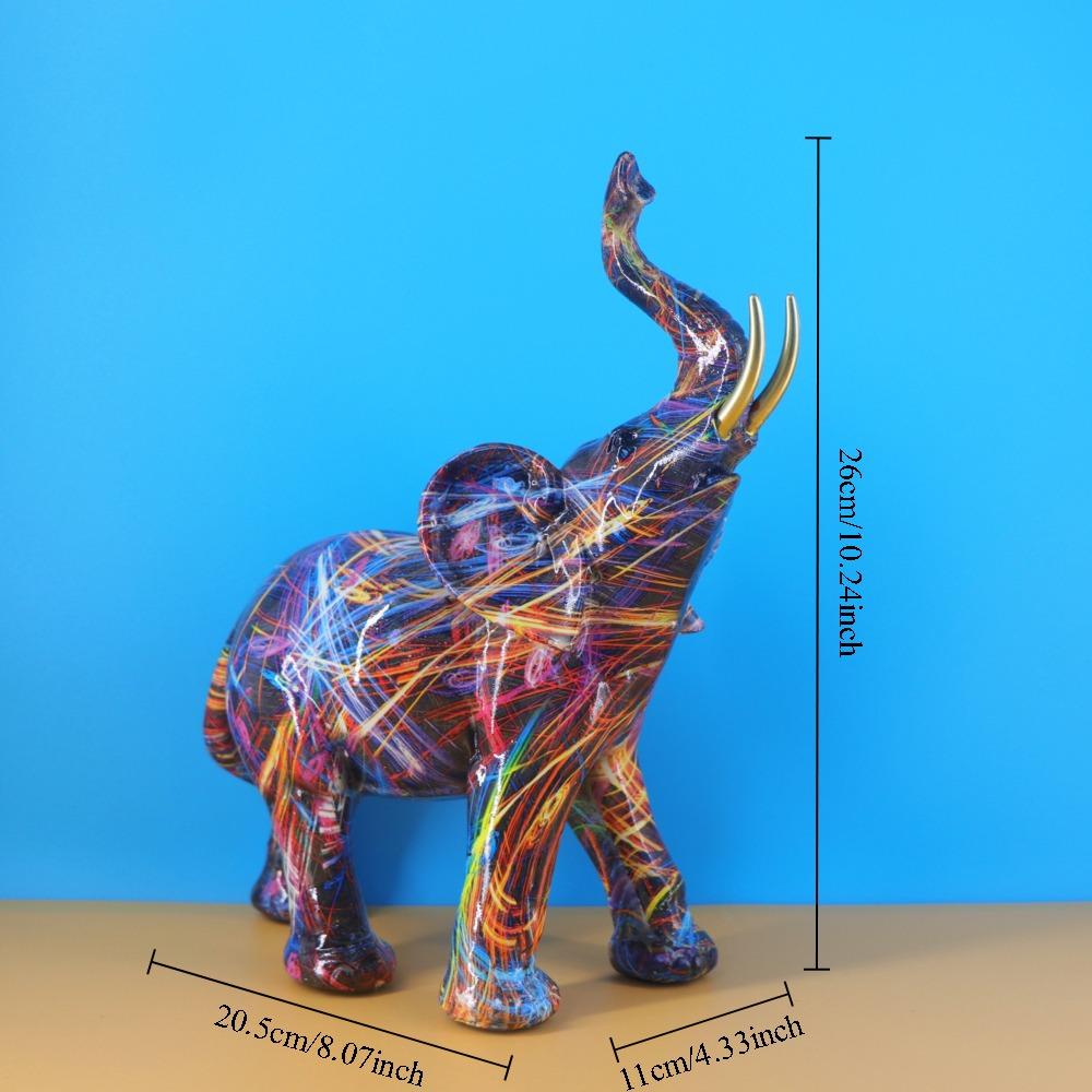 Kreativ Färg Linje Graffiti Elefant Staty Europeisk Graffiti Konst Djur Skulptur Personlig Hem Skrivbordsdekoration Prydnader