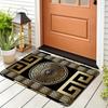 Retro Black&Gold Greek Key Floor Mat,Non-Slip HD Geometric Print, Washable Welcome Rug for Entryway,Living Room,Bathroom & More