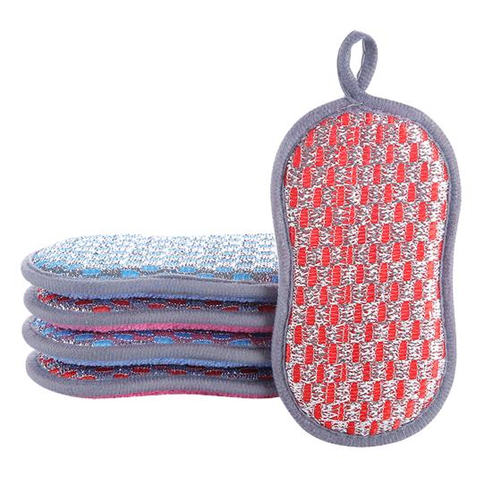 5Pcs Household Kitchen Cleaning Pad Dish Washing Cloth Sponge Scourer Brush