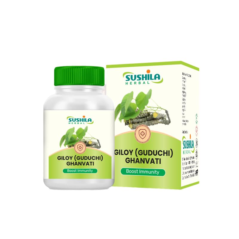 

Sushila Herbal Giloy Tablets Guduchi 100% Pure Ayurvedic Giloy | 60 Tablets 100gm 0.2lbs