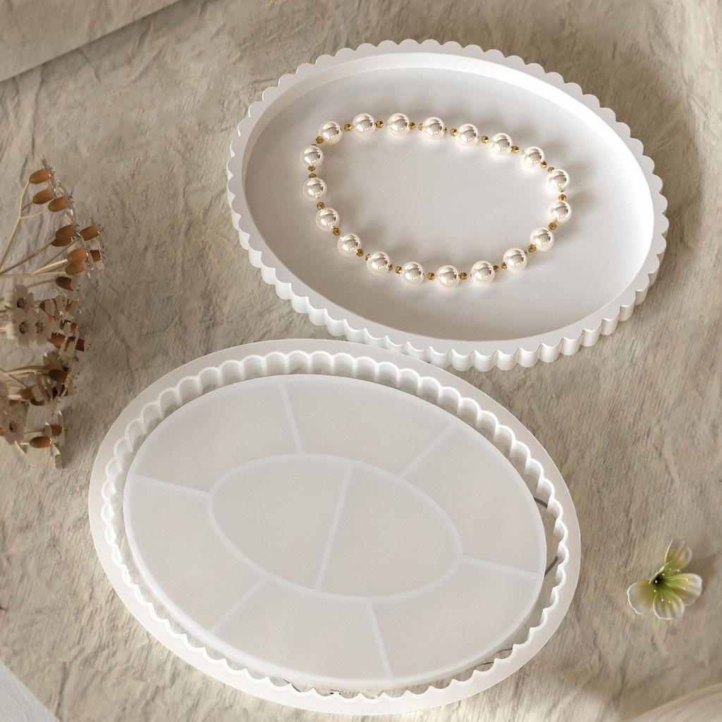 Creative Silicone Dish Coaster Mold Stylish Oval Striped Resin Mold For Artistic DIY Projects And Trinket Storage