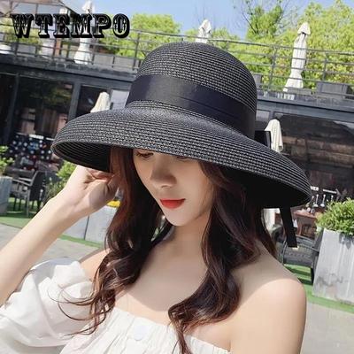 Straw Hat Women Summer Fashion Seaside Sunscreen Big Brim Sunshade UV Protection Foldable Beach Hat