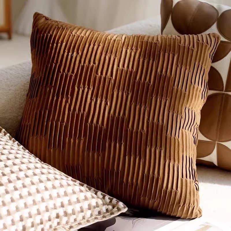 Boho Style Textured Cushion Covers Set - Tufted Geometric & Woven Brown Throw Pillow Cases for Home Decor Couch Decoration