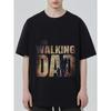 Czarny T-shirt The Walking Dad z graficznym sylwetkowym wizerunkiem ojca i dziecka do noszenia na co dzień