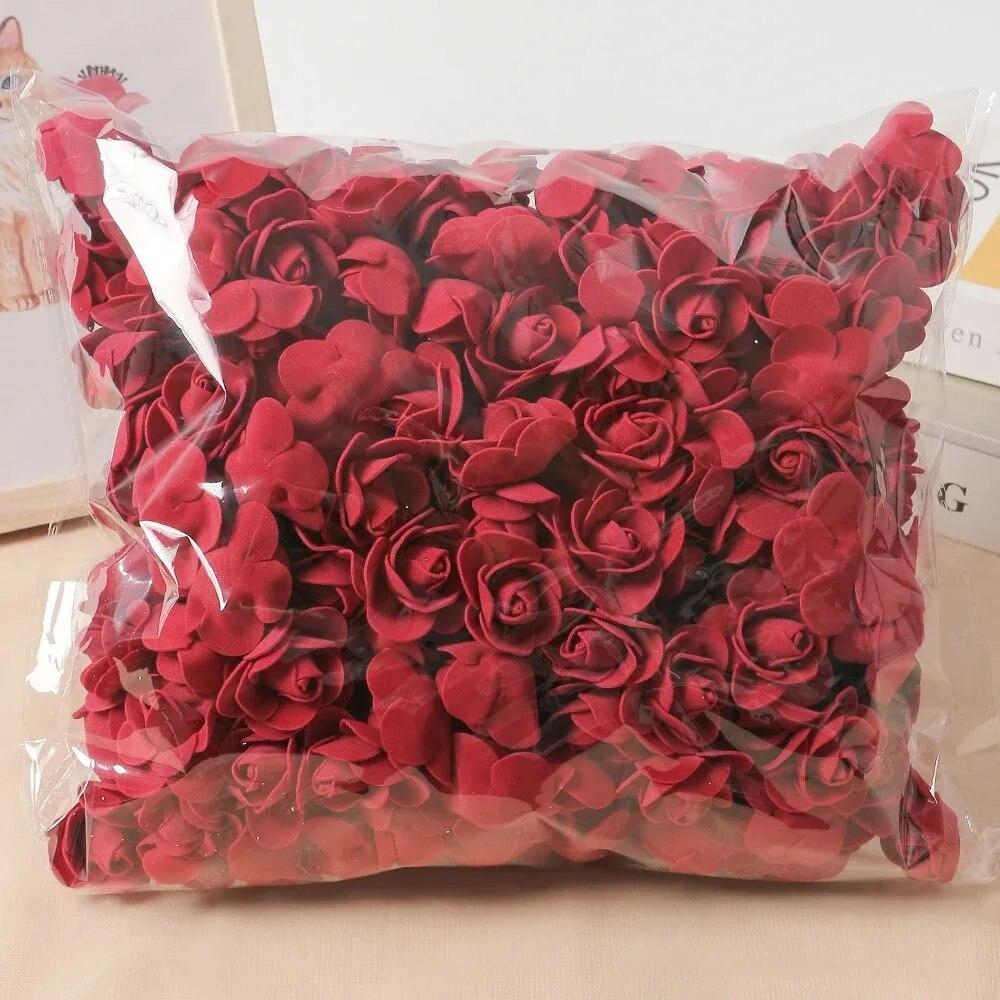 50/100Pcs Rose Artificial Flowers 3.5cm PE Foam Fake Flowers Teddy Bear Home Decor Wedding Decoration DIY Gifts Boxs Accessories