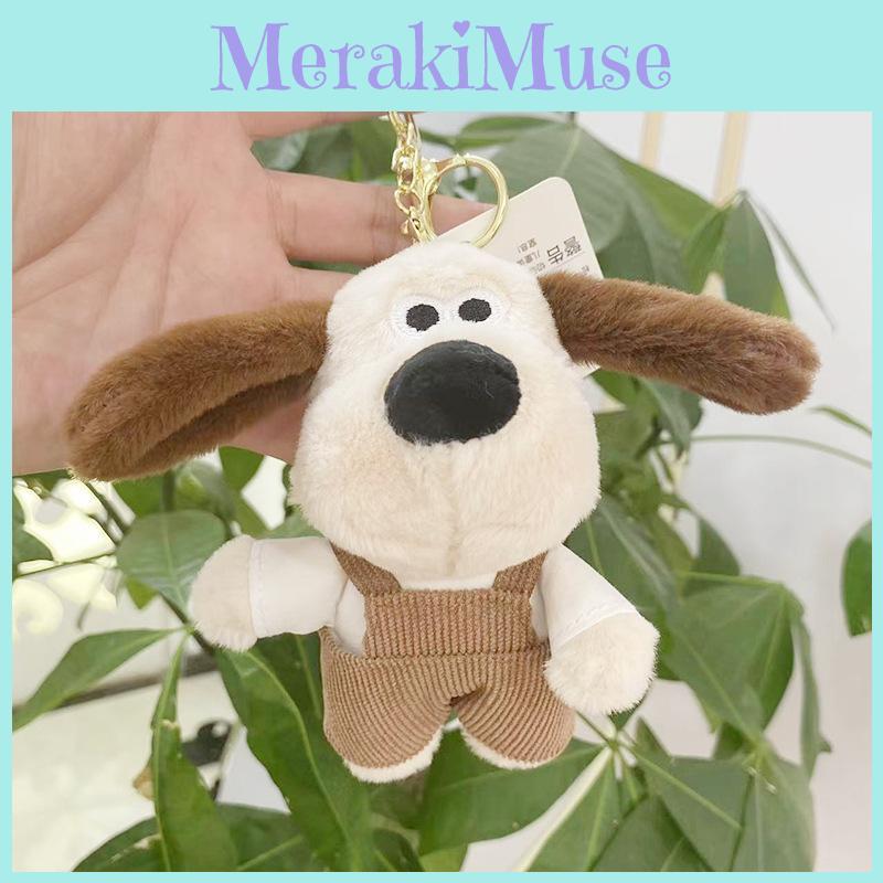 Cute Cartoon Plush Dog Keychain With Overalls 12cm Height Perfect For Bags And Backpacks