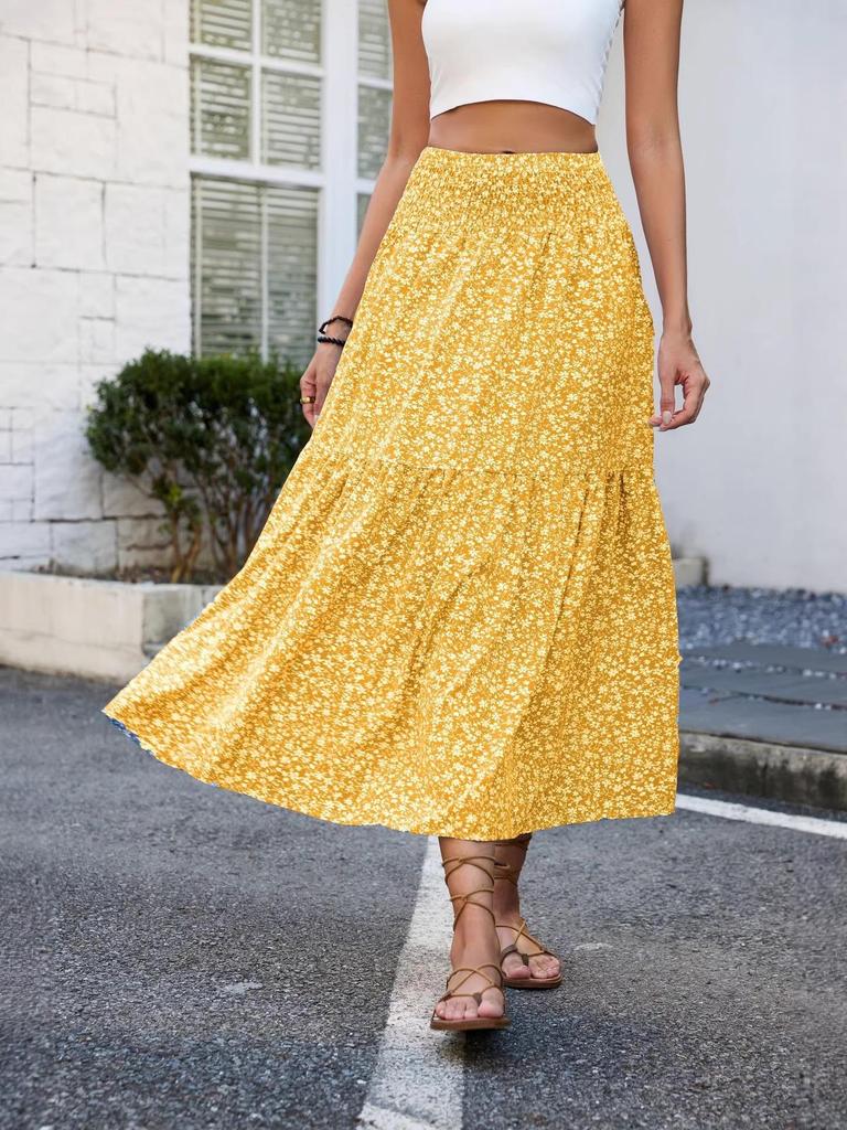 European & American Fashionable Floral High-Waisted Skirt for Women 2026