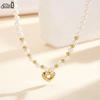 EFFIE QUEEN Stainless Steel Heart Pearl Chain Choker Necklace Natural Jewelry for Women Wedding Party Banquet Accessory STPN08