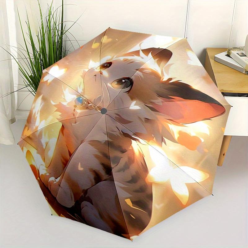

1pc Handsome Cute Cat Pattern Beautiful Looking Automatic Folding Umbrella, 3 Folding, 8 Pole Frame Design, Durable and Suitable for Travel and D