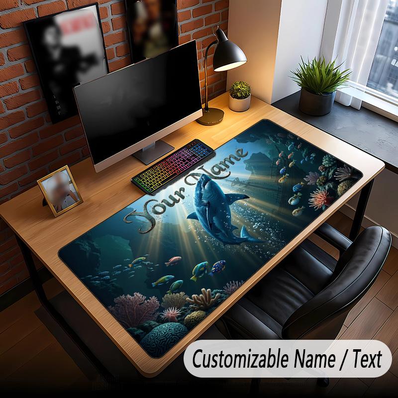 Fish Ocean Theme Custom Mouse Pad Personalized With Name Text Customized Desk Mat For Office Home Decor