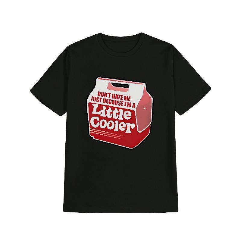 European Sizes Men'S Casual Graphic T-Shirt with Slogan "Don'T Hate Me Little Cool" - Black Crew Neck Summer Short Sleeve Tee