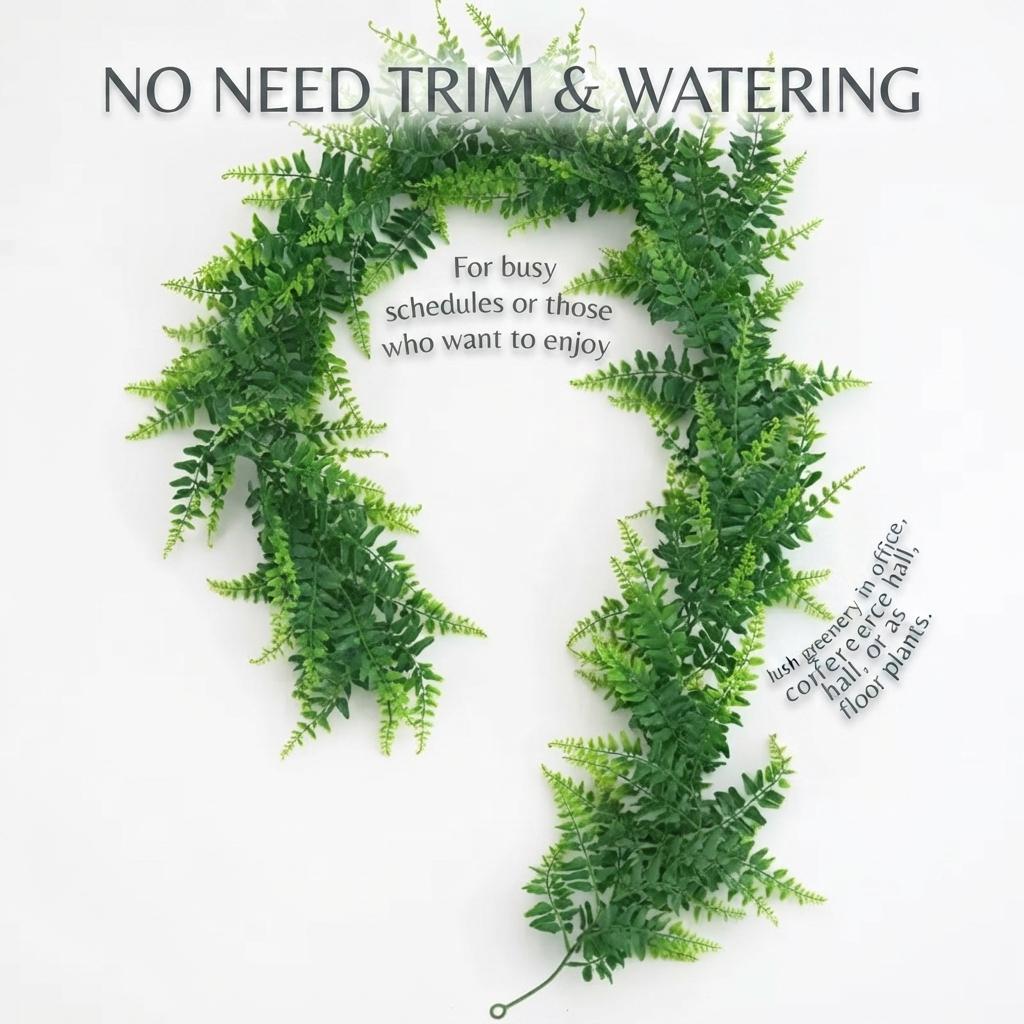 170cm Artificial Plants Vines Fake Haing Plants Plastic Fern Leaves Wall Foliage Tropical Fern Plants for Home Garden No Baskets