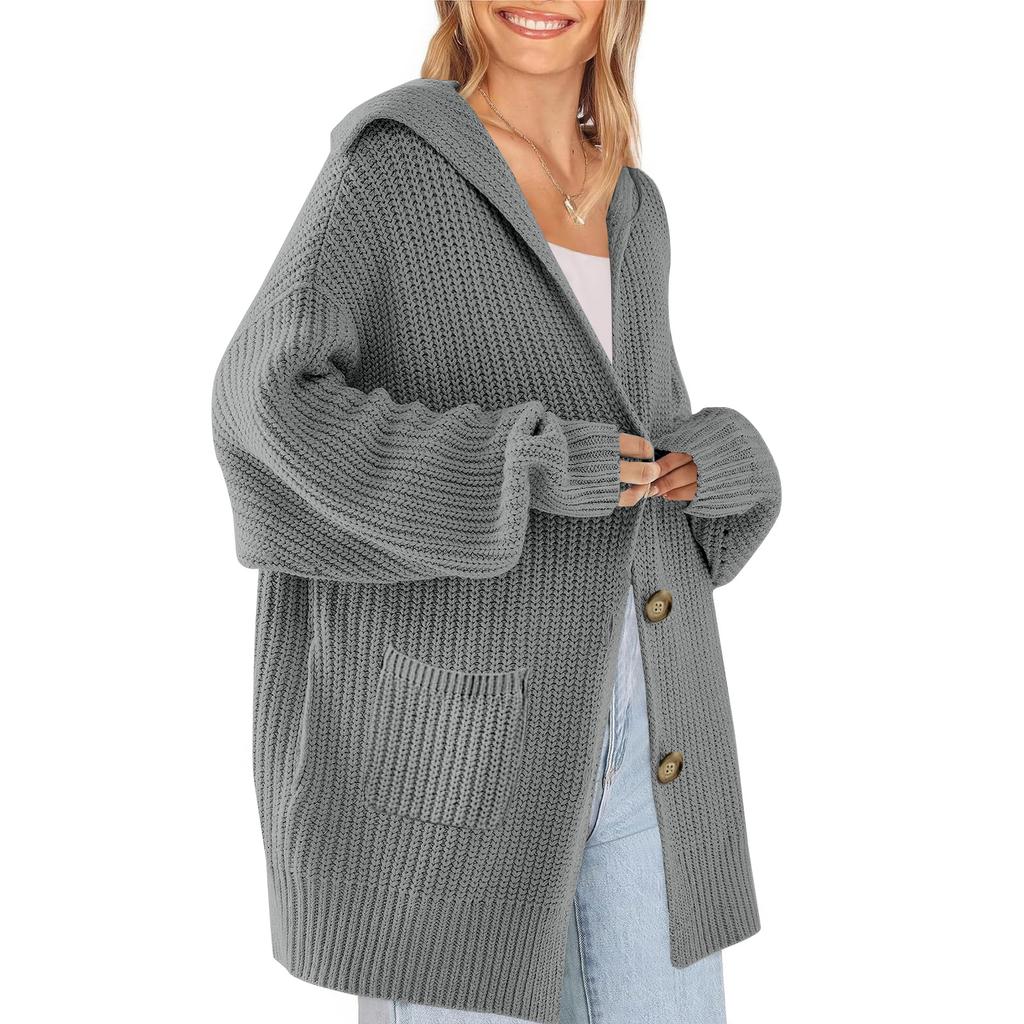 Women's Cardigan Sweater Button-Down Long Sleeve Oversized Knit Cardigans