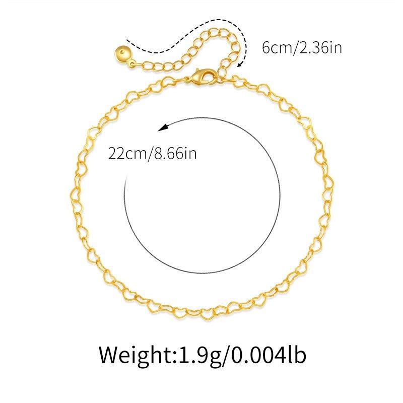 Heart Shaped Gold Plated Minimalist Light Luxury Womens Anklet