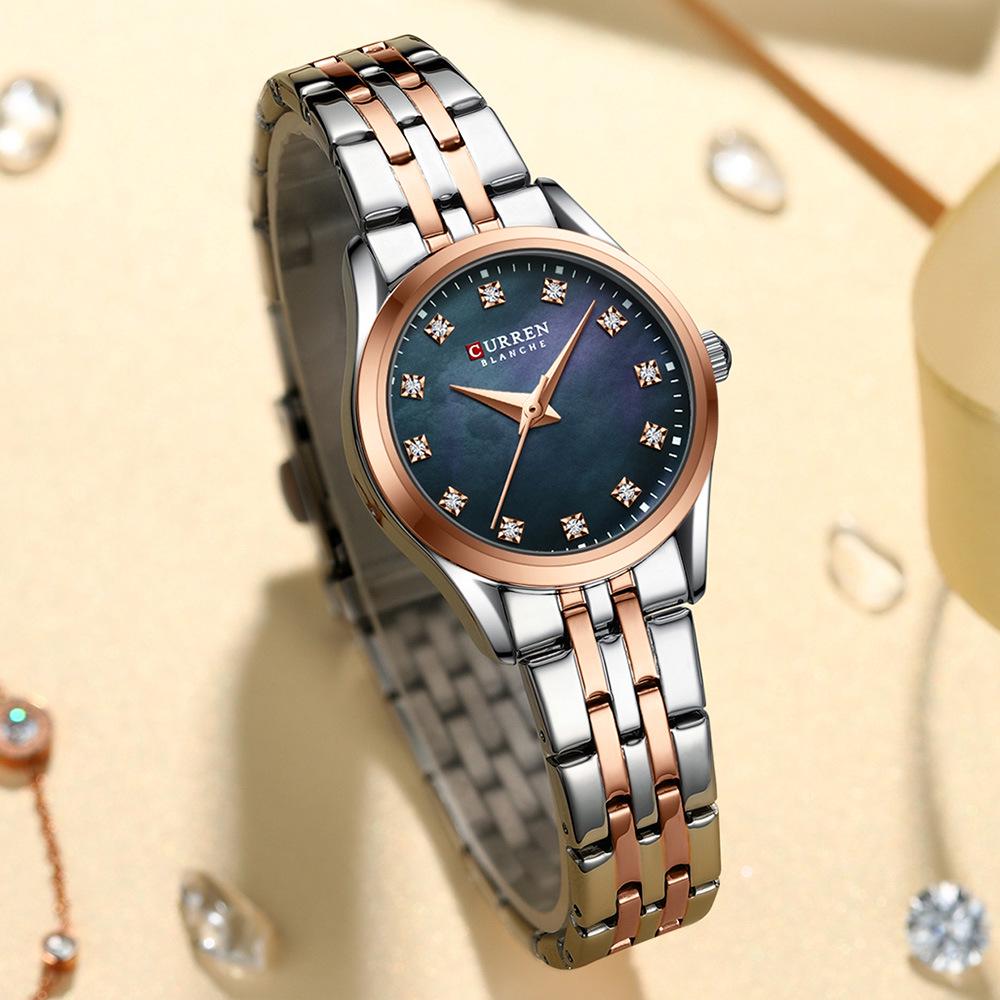 CURREN 9111 Women's Waterproof Steel Band Quartz Fashion Casual Wristwatch