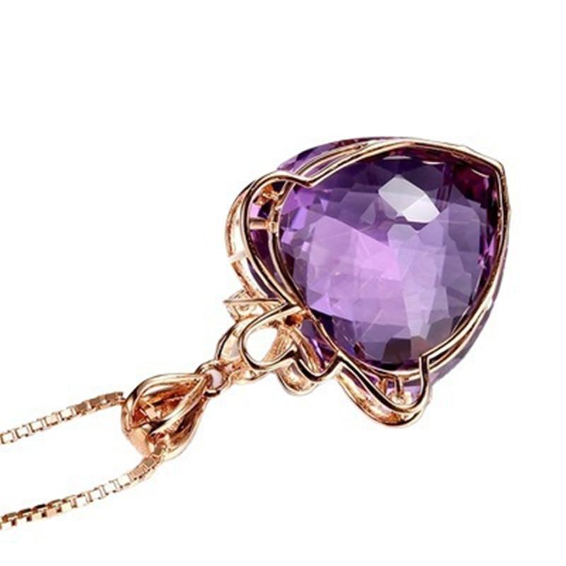 925 Sterling Silver Plated Heart Amethyst Pendant Plated Colored Gemstone Natural Purple Diamond Necklace Fashion Jewelry