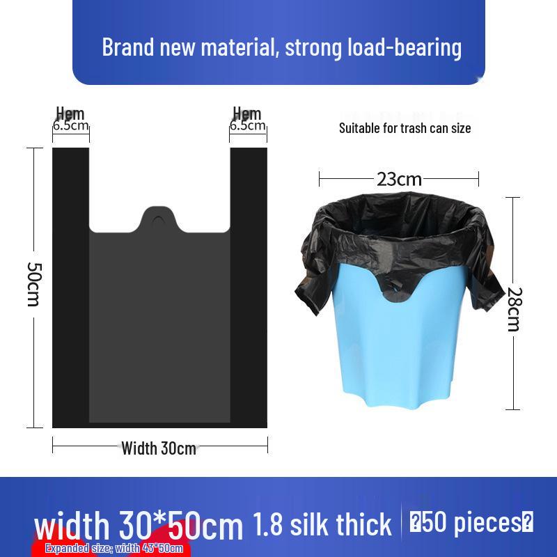 Extra-Thick Black Handheld Vest-Style Garbage Bags - Large Disposable Kitchen Bags
