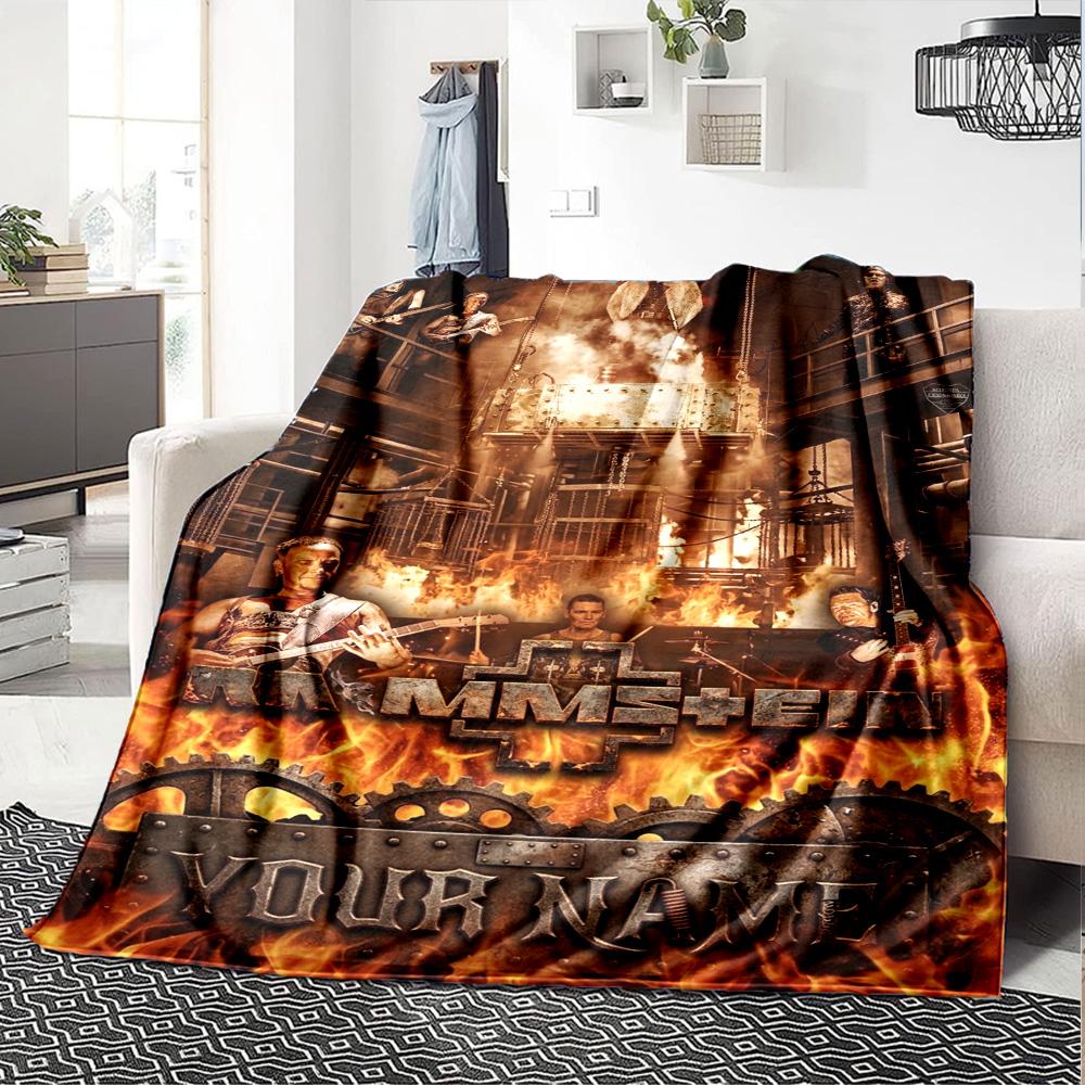 Name Custom Electronic Metal Band Print Flannel Blanket High Quality Warm Comfortable Cover for All Seasons Perfect for Gifts Home Decor