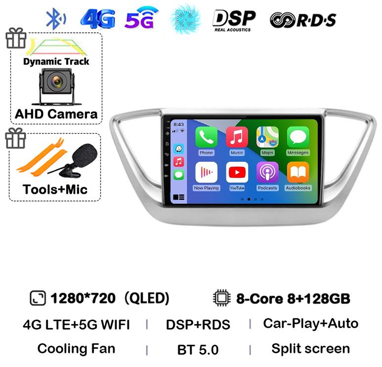 Android 14 Carplay WIFI+4G Car Radio For Hyundai Solaris 2 Verna 2016-2020 Multimedia Video Navigation Player Auto Autoraido GPS