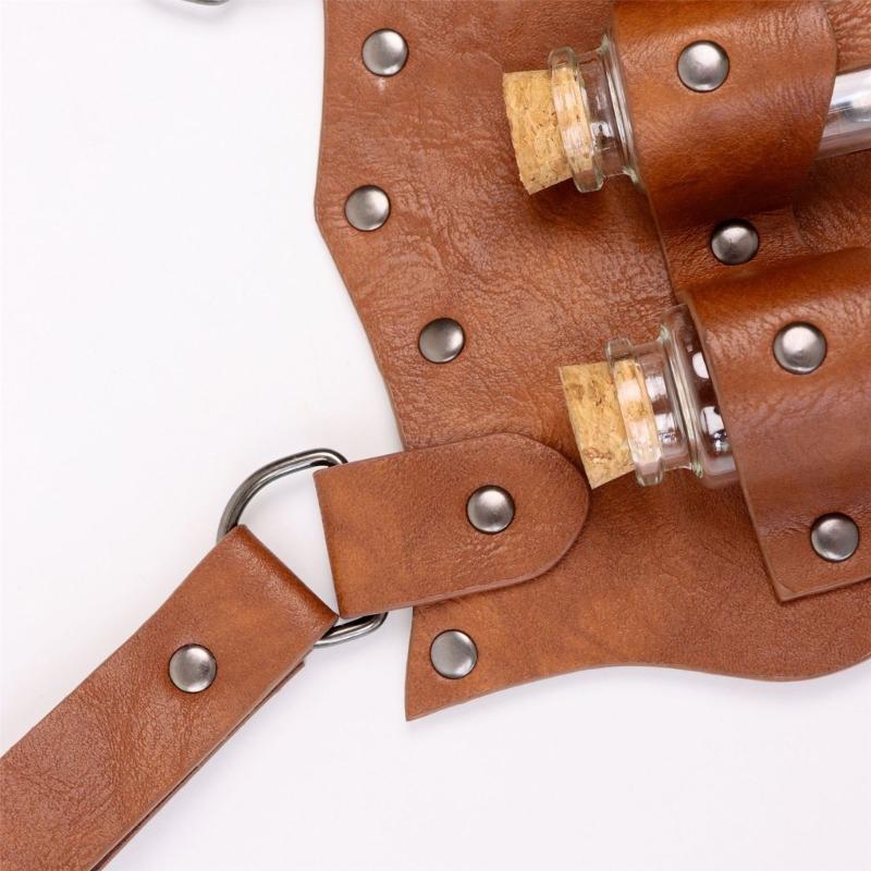 Multifunctional PU Leather Waist Bag 4 Piece Set Including Belt Key Holder Keychain Quiver for Camping Hiking