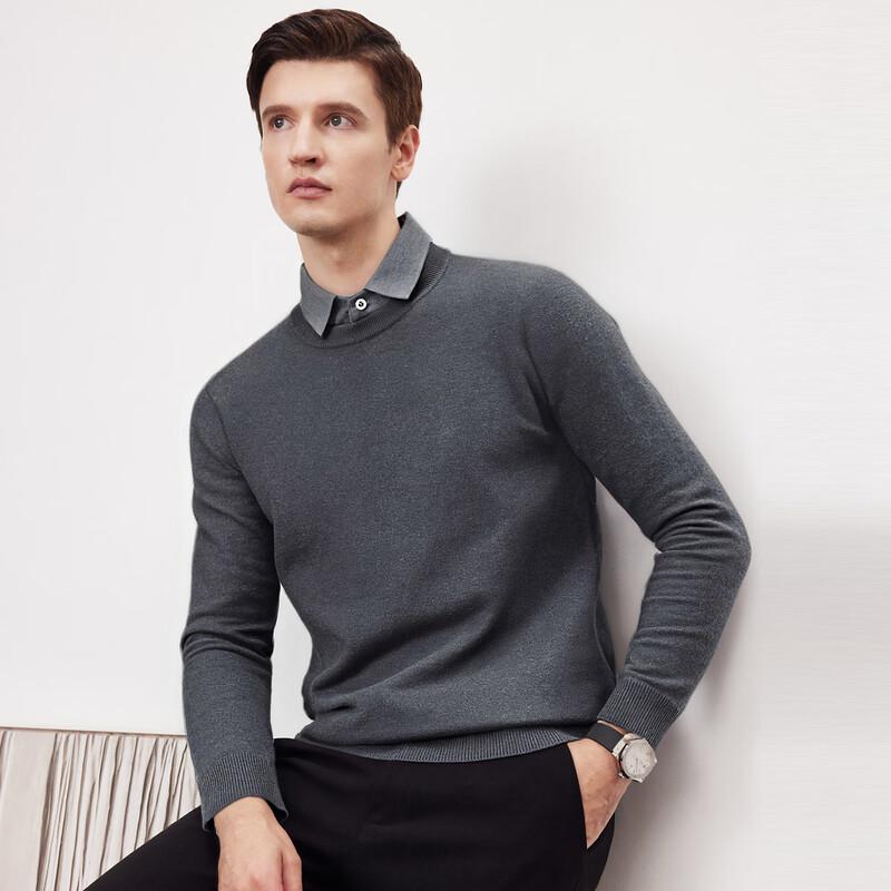 FIRS Men's Lambswool Faux Layered Sweater