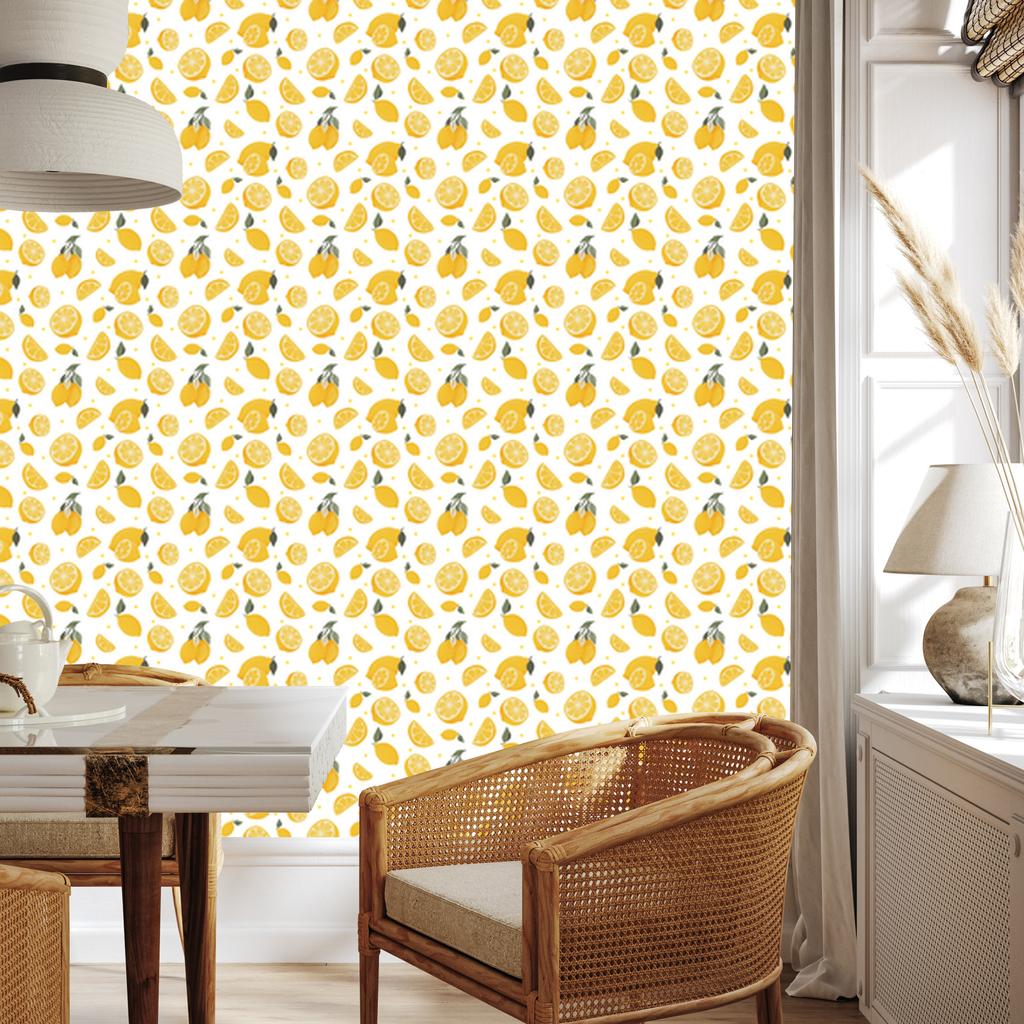 Lemon White and Cream Wallpaper for Living Room and Bedroom 50x1000