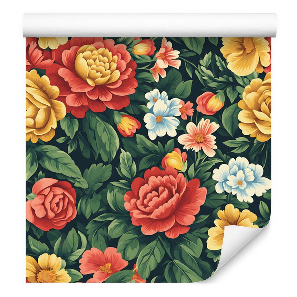 Aesthetic Green and Gold Flowers Wallpaper for Living Room and Bedroom 50x1000