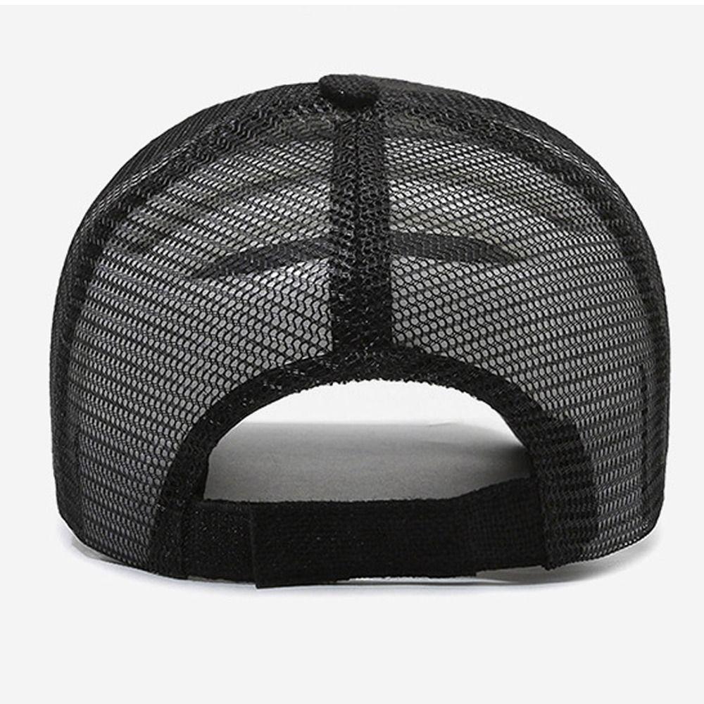 Casual Wide Brim Linen Mesh Baseball Cap Adjustable Breathable Sun Visor Hat Letter Embroidery Peaked Cap Summer